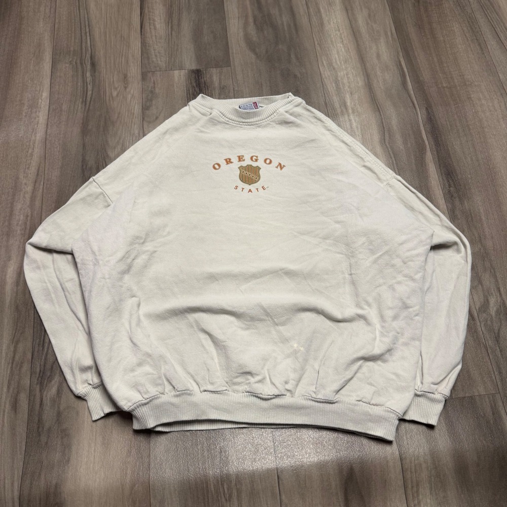 Vintage Time Out Oregon State Beavers Sweatshirt XL Cream USA 100% Cotton